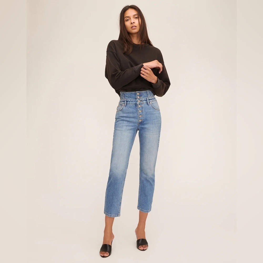 TURNER II HIGH WAIST CORSET JEAN IN INDIGO MEDIUM STONE WASH